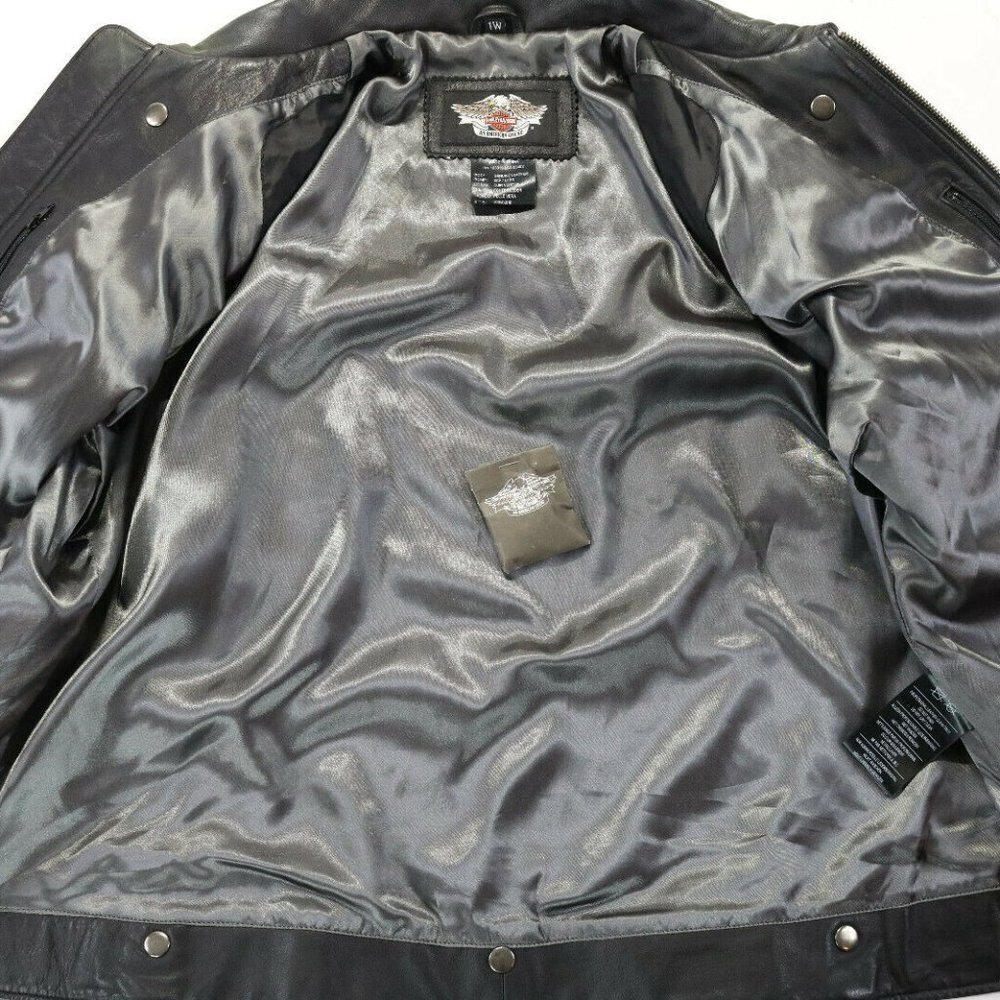 Women's Harley Davidson Black Leather Jacket "Black Star Lake" Size 1W - Picture 5 of 8